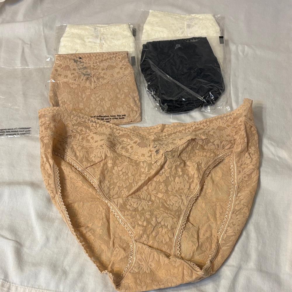 Lace Panty Set in Tan, Black, and Cream